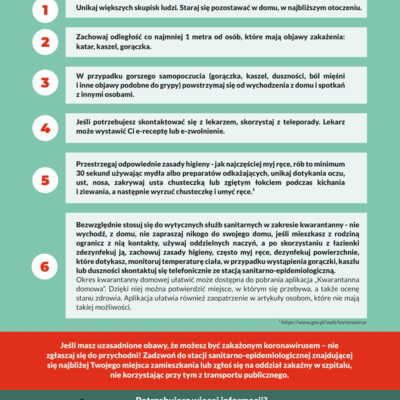 Plakat: ZAPOBIEGAJ PRZECIW KORONAWIRUSOWI