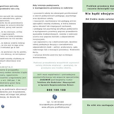 Ulotka: Nie Bądź Obojętny - Reaguj (Pedagodzy)