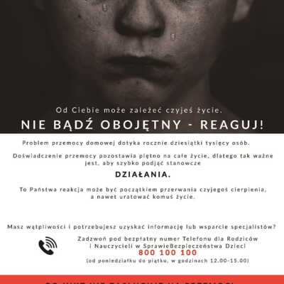 Plakat: Nie Bądź Obojętny - Reaguj (Pedagodzy)