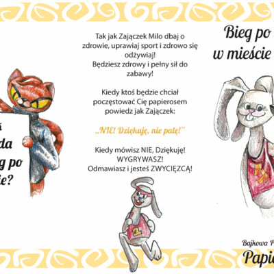 Ulotka: „Bieg po zdrowie w mieście Kolorowe” Bajkowa Profilaktyka – Papierosy
