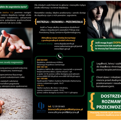 Ulotka: Dopalacze...Dostrzegaj - Rozmawiaj - Przeciwdziałaj (Mieszkańcy/Służby pomocowe)