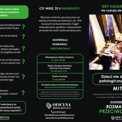Ulotka: Gry hazardowe nie czarują (Pedagodzy)