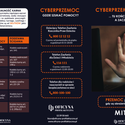 Ulotka: Cyberprzemoc tu kończy się zabawa (Pedagodzy)