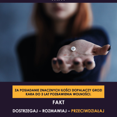 Plakat: Dopalacze są legalne. Mit! (Rodzice)