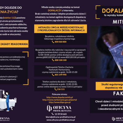 Ulotka: Dopalacze to wyroby kolekcjonerskie. Mit! (Pedagodzy)