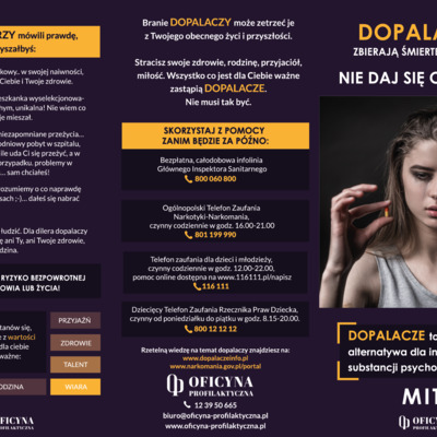 Ulotka: Dopalacze zbierają śmiertelne żniwo (Młodzież)