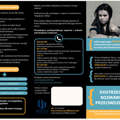 Ulotka: Dopalacze...Dostrzegaj - Rozmawiaj - Przeciwdziałaj (Rodzice)