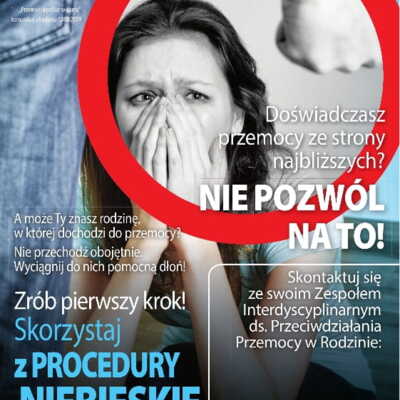 Plakat: Profilaktyka przemocy w rodzinie, promocja realizacji procedury „Niebieskie Karty”
