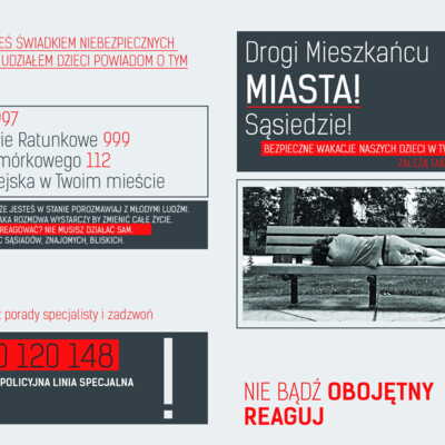 Ulotka: Bezpieczne wakacje w Twoim mieście (dla mieszkańców)