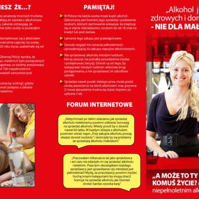 Ulotka: Profilaktyka niezgodnej z prawem sprzedaży napojów alkoholowych