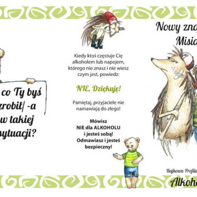 Ulotka: „Nowy znajomy Misia” Bajkowa Profilaktyka – Alkohol